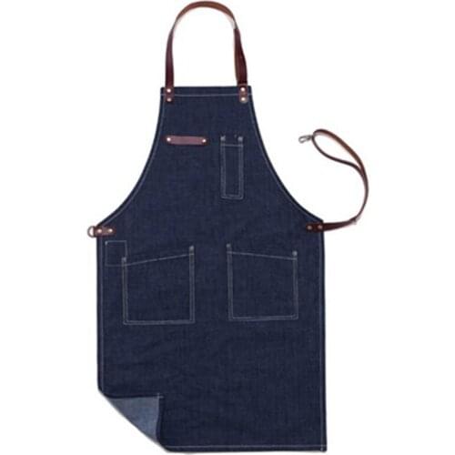Denim Apron Man Unisex Kitchen Cooking Apron Hairdresser Waiter Work BBQ Cotton Jeans Aprons Pinafores Custom Logo Bibs