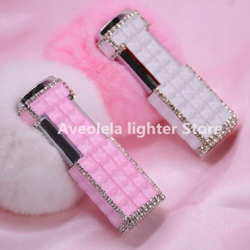 Creative Diamond-studded Straight Butane Lighter High-end Rhinestones Booming Windproof Torch Lighter Girl Gift Smoke Accesoires