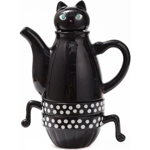 Japanese Cats Teapots Cute Coffee Sets Creative Cartoon Teapot Household Ceramic Cup Milk Cups Japanese Teapot 1 Teapot 2 Cups