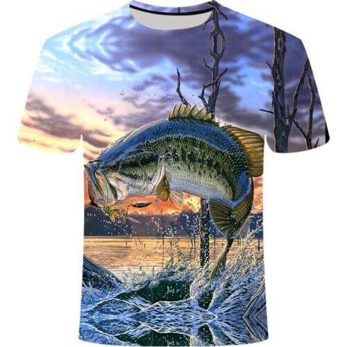 Fish Tshirt Men Women 3d Printing T Shirt Funny T Shirts Hip Hop T-shirt Fisherman Fishing Metal Mens Clothing Casual Tops