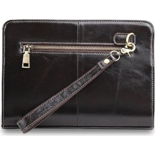 Men Genuine Leather Long Wallet Purse ID / Credit Card Holder Male Pocket Business Zipper Wrist Money Clutch Bags Handy Bag
