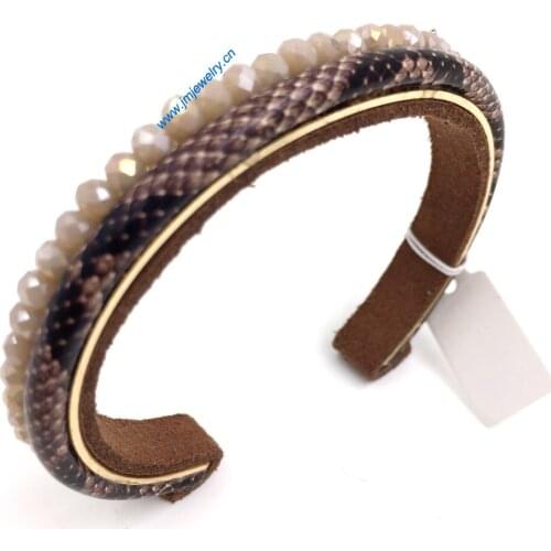 New fashion handmade Jewelry Suppliers crystal beaded leather bracelet for women