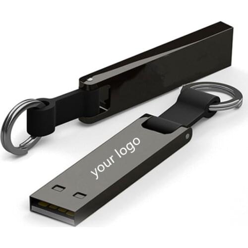 Custom LOGO New Simple Metal Black Portable Fashion USB 2.0 Memory Flash Stick Pen Drive