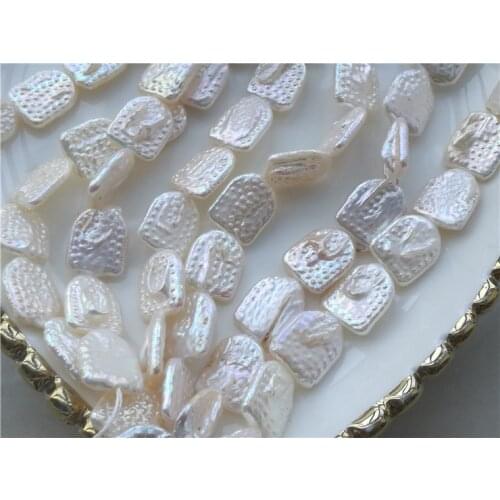 Freshwater pearl white square 13-14mm 14"FPPJ wholesale nature loose beads for DIY jewelry