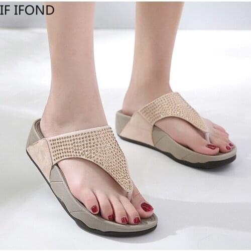 IF IFOND Women Thick Platform Slippers Summer Beach Rubber Sole Sandals Leisure Ladies Outdoor Non-slip Flip Flops Shoes