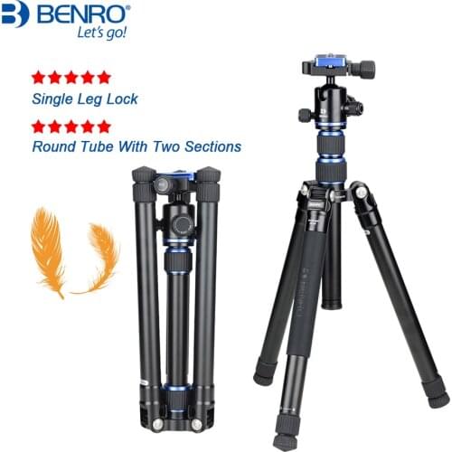Benro PA19AK Tripod Kit Aluminum Travel Reflexed Camera Stand For Canon Nikon Micro DSLR With BallHead 5 Section