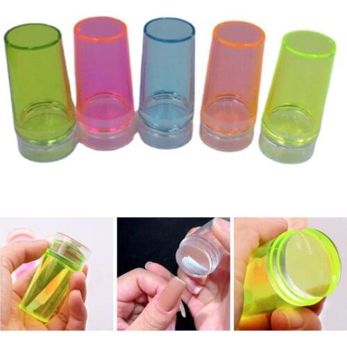 Nail Stamper Scraper Nail Art Decoration Seal Stamp Transparent Silicone Template Seal Stamp with Cover Nail Art Manicure Tools