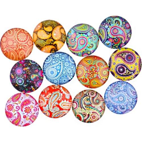 Colorful Pattern 24pcs mixed 12mm/14mm/16mm Round photo glass cabochon demo flat back Making findings