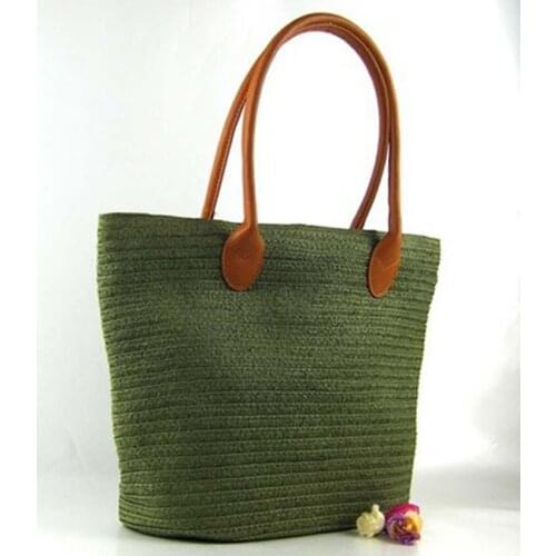 Japanese and Korean style womens shoulder beach paper woven bag handmade grass woven handbag holiday bag