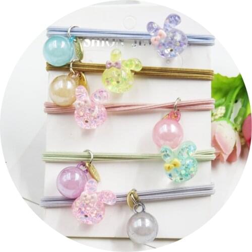 1PCS Lovely Ball Rabbit Candy Color Elastic Hair Bands For Women Creative Headband Scrunchy Kid Turban Hair Accessories For Girl