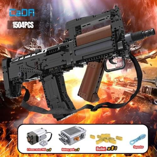 Cada 1504pcs Military Weapon High-Tech Electric Groza Assault Rifle Model Building Blocks Creator MOC Gun Bricks Toys for Boys
