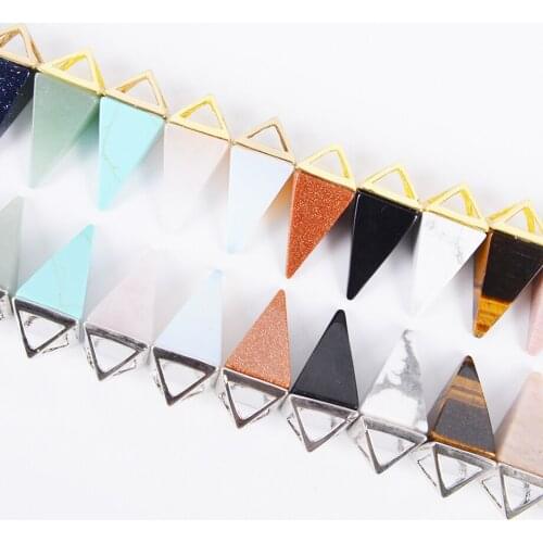 2019Hot Natural Healing Gem Stone Necklace Pendant Men Women Gift Reiki Pink Quartz Crystal Chakra Pendulum Pyramid Amulet D023