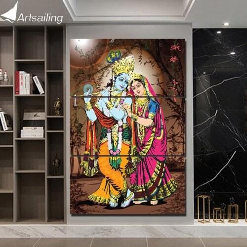 3 Piece HD Printed Canvas Art 2018 dropshipping toile hindou hindu god Painting Wall Picture For Living Room Decor NY-7622C