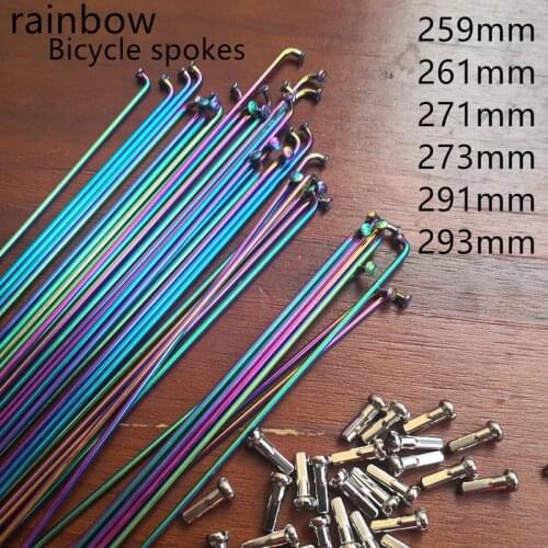 36pcs/lot vacuum plating rainbow,Bicycle spokes 14G 2.0mm *259-293mm 26 27.5 29 inch Mountain bike spokes road bike folding car
