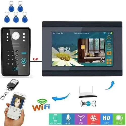 7 Inch Wireless Intercom WIFI Doorbell ID Card/Password Access Control Video Door Phone