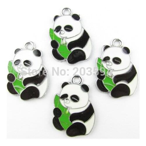 AE129 20pcs Mixed Enamel Alloy Panda Charms Pendants DIY Jewelry Findings 28x21mm