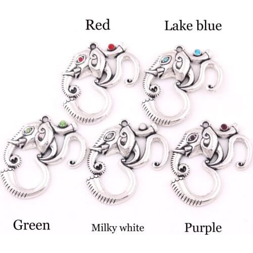 Antique Silver OM Ganesh Elephant Pendant India Religious Amulet Jewelry