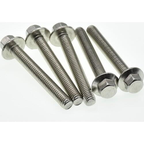 M6 M8 Hex Flange Bolt Stainless Steel Flange Bolts Screws Hex Cap Washer Head Bolts Fastener