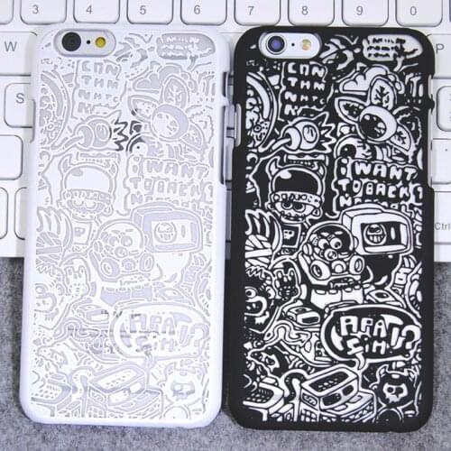 Graffiti Phone Case For iphone 6 6s 7 Plus Fashion Black and White Relief Soft Silicone Cases For iphone 8 7 Plus Cover Capa