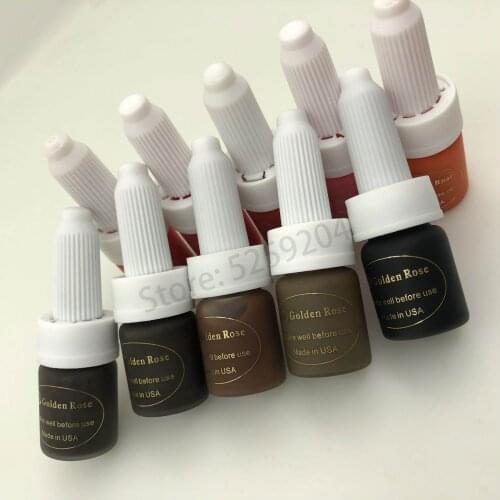2pcs Deep dark brown Coffee Tattoo Ink Golden Rose Permanent Makeup Ink Pigment For Eyebrow Lip Tattoo with 12 Colors to Choose