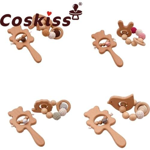 Coskiss Buy Together 1 Set Of Baby Toys Wooden Rattles Baby Games Baby Rattles Baby Pacifier Chain Personalized Rattles