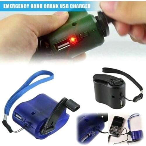 Emergency Power USB Hand Crank Phone Charger Manual Charging Dynamo Generator with Lanyard JR Deals