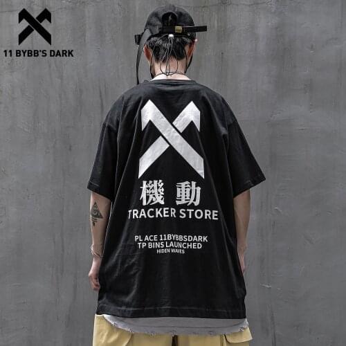 11 Bybbs Dark 2021SS Tactical X Print Harajuku Tshirts Summer Hip Hop T-Shirt Men Streetwear Cotton Loose Short Sleeve Shirts
