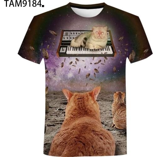 Lucky Cat Mens Womens Short Sleeve T-Shirt 3D Animal Print Summer New Cartoon Fashion Street Style Funny Childrens Cute Top