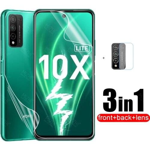 3in1 Hydrogel Soft Film For Honor 10x Lite Back Screen Protector For Huawei Honor 10x Lite 10xLite Camera Lens Tempered Glass