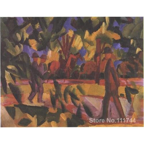 Landscape Paintings modern Riders and walkers at a parkway August Macke High quality Hand painted