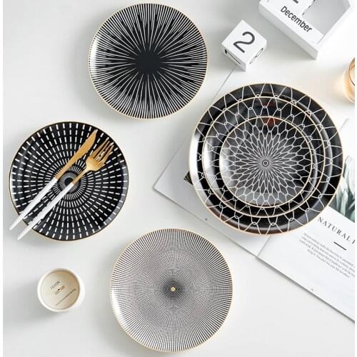 Nordic style home geometric ceramic breakfast plate Western plate steak flat plate fruit plate decoration hanging plate