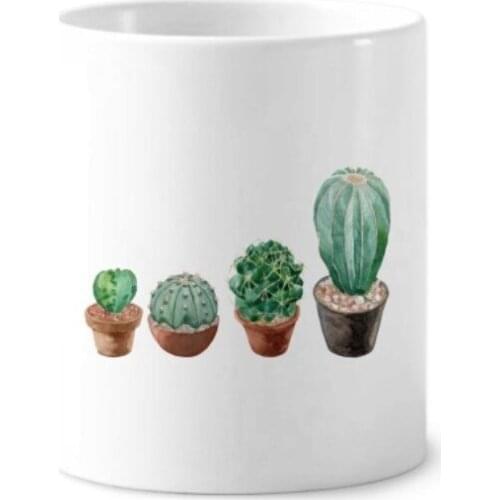 Succulents Cactus Potted Plant Illustration Green Plant Flower Ceramic Toothbrush Pen Holder Mug Tumbler White Cup 350ml Gift