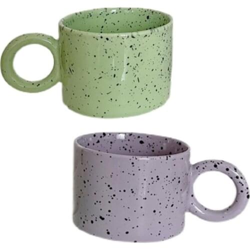 Ins Round Handgrip Cups Ceramics Mugs Coffee Mug Cups Splash-ink Cup 200ML