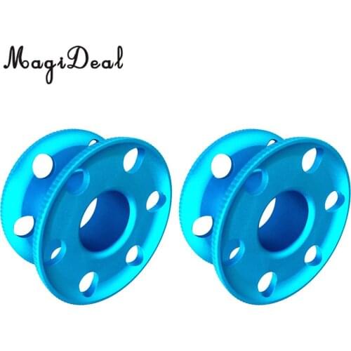 MagiDeal (Pack 2) Small Compact Ultralight Aluminum Alloy Finger Reel Guide Line Spool for Underwater Scuba Diving Snorkeling