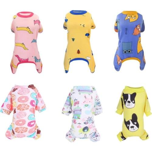 Cute Small Dogs Pajamas For Pet Dogs Cat Clothes Puppy Jumpsuit For Dog Coat Chihuahua Pomeranian Dogs 4 Legged Print Clothing