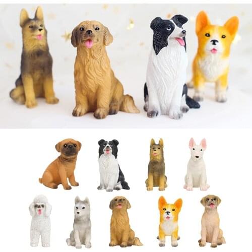 Mini Resin Dog Figures Hand-painted Puppy Ornament for Dollhouse Collection Cake Toppers