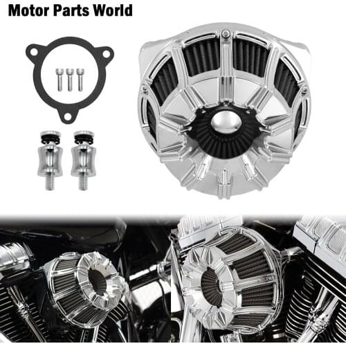 Motocycle Chrome Air Filter Intake Cleaner Filters CNC Aluminum For Harley Dyna Street Bob Touring FLHX Sofatil Sportster XL883