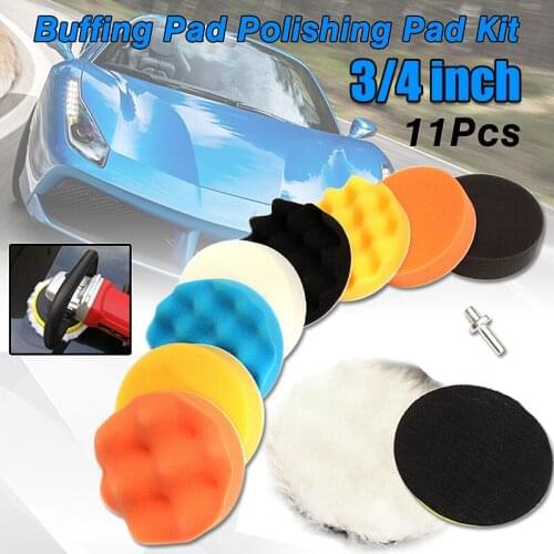 11Pcs/Set 3/4 inch Buffing Polishing Pad Kit For 80/100mm Watch Glass Car Polisher Pads M10 Drill Adapter Thread Abrasive Tools