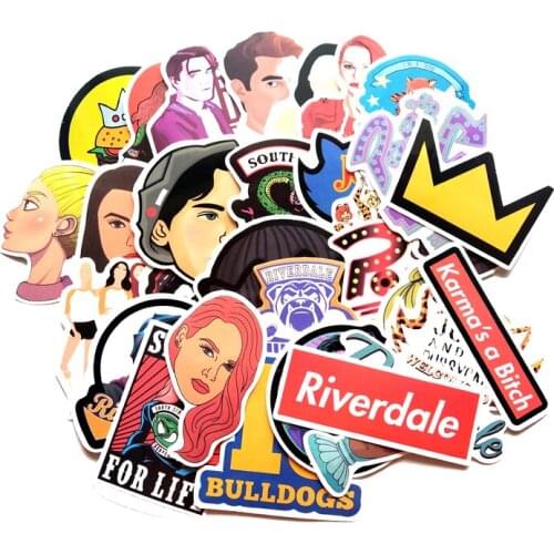 35PCS/LOT US Drama River Valley Town Riverdale Sticker For Luggage Suitcase Trolley Laptop Body Waterproof Stickers For Kids