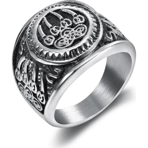Stainless Steel Mens Vikings Norse Amulet Bear Paw Ring Jewelry North Infinity Knot Charms Claws Biker