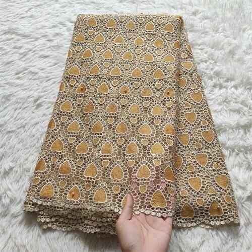 Latest African Guipure Cord Lace Fabric Nigerian Net Water Soluble Cord Lace With Stones For Wedding Party ZP126