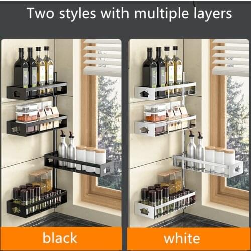 New Wall-mounted Iron Multi-layer Kitchen Rotating Storage Racks Multi-function Multi-scene Shelf Holders
