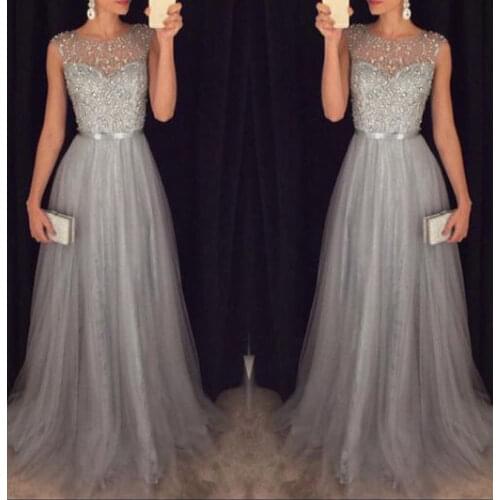 Fashion Casual Women Ladies Sleeveless Dress Formal Wedding Long Evening Party Ball Prom Gown Dress White Sweet Dress