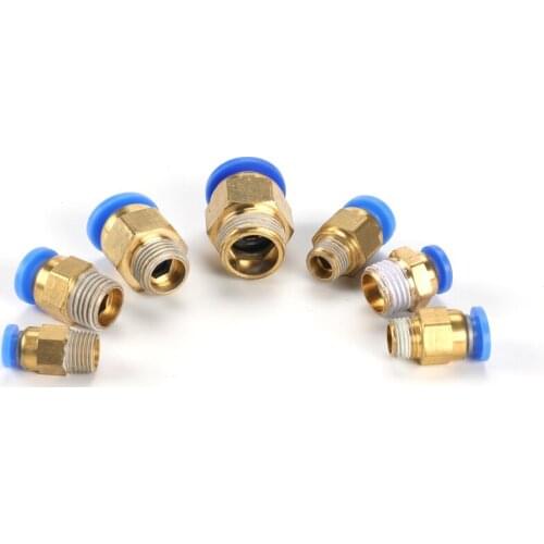 10Pcs Air Pneumatic 10mm 8mm 6mm 4mm Hose Tube 1/4" 1/2" 1/8" 3/8" M5 Male Thread Pipe Connector Quick Coupling Brass Fitting