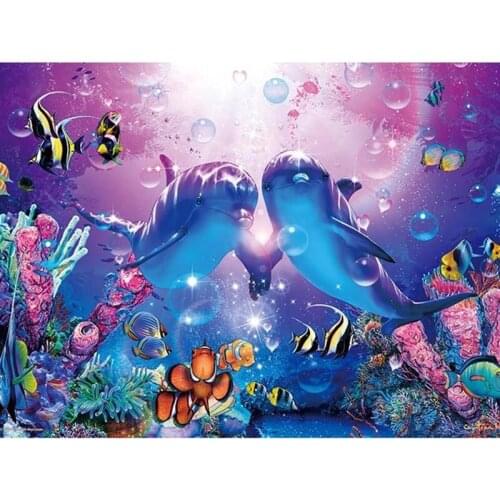 Full Diamond 5D DIY Diamond Painting dolphin diamond Embroidery Cross Stitch Rhinestone Mosaic Painting