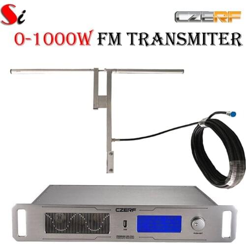 Professional CZE-T1K1 0-1000W adjustable FM stereo transmitter broadcast radio station 87.5~108MHz with antenna kits