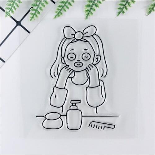 10*10 Mask Girl Transparent Clear Stamps Bullet Journal Seal For DIY Scrapbooking Rubber Stamp Sentiment Photo Album Card Making