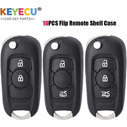 KEYECU 10PCS Flip Remote Car Key Shell Case Cover With 2/ 3 Buttons HU100 Blade - FOB for Opel Vauxhall Astra K 2015 2016 2017