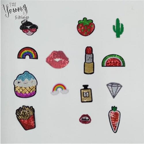 Various Kinds Fruit Patch Hot Melt Adhesive Applique Embroidery Patches Stripes DIY Clothing Accessories 1pcs sell C2003-C2034