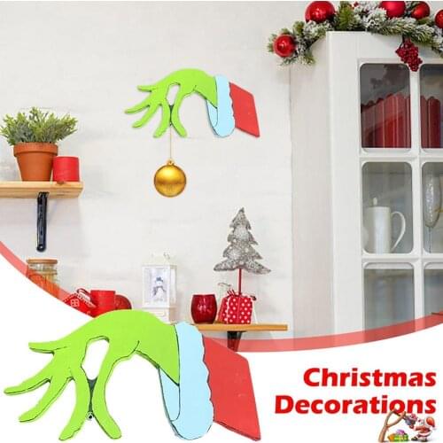 Christmas Thief Hand Cut Out Christmas Decoration DIY Simulation Thief Hand Wall Hanging Pendant New Year Christmas Decor